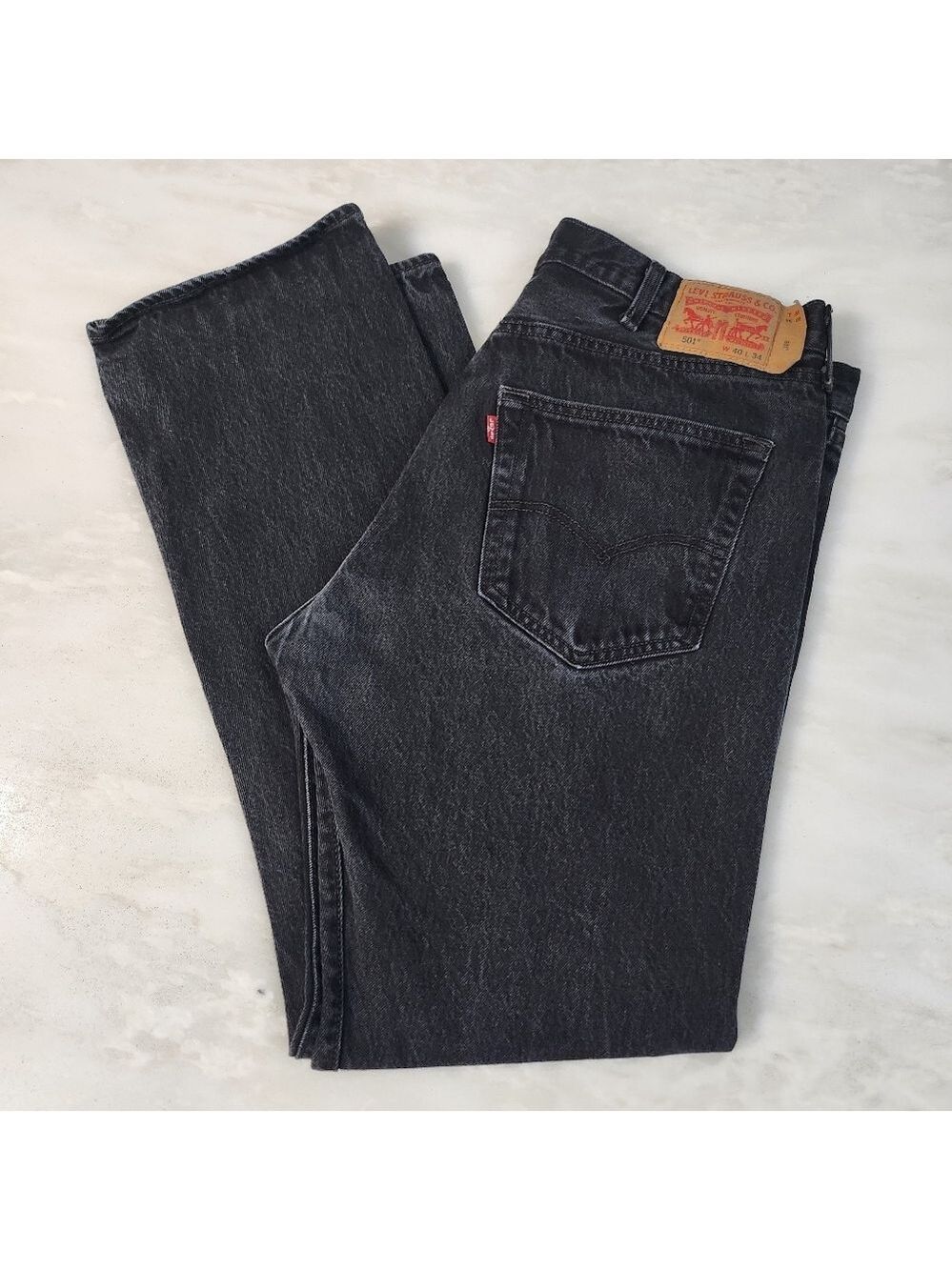 LEVI'S 501 Button Fly Black Denim Jeans Men's 40×34